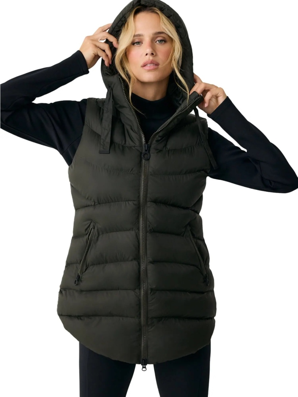 Lole Women's Hooded Olive Green Puffer Vest